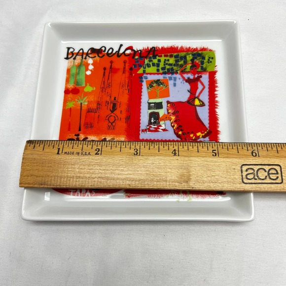 Crate and Barrel Travel Plate Appetizer Plate City Scene BARCELONA Replacement - Picture 3 of 5
